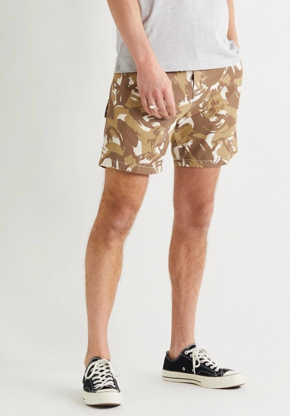 A.P.C. Éli Drawstring Shorts Camouflage-Print Cotton-Twill Brown Size Medium